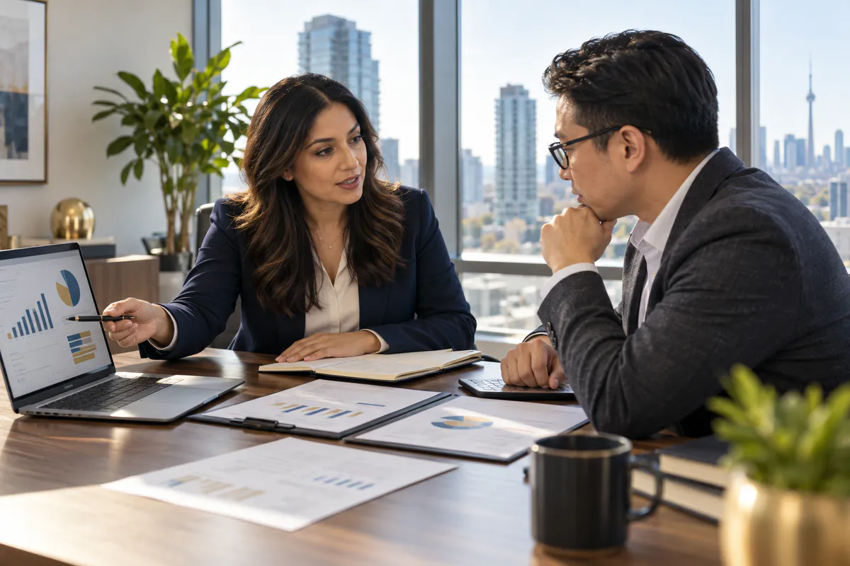 Canadian CPA discussing incorporation and corporate tax planning with a business owner in Ontario.