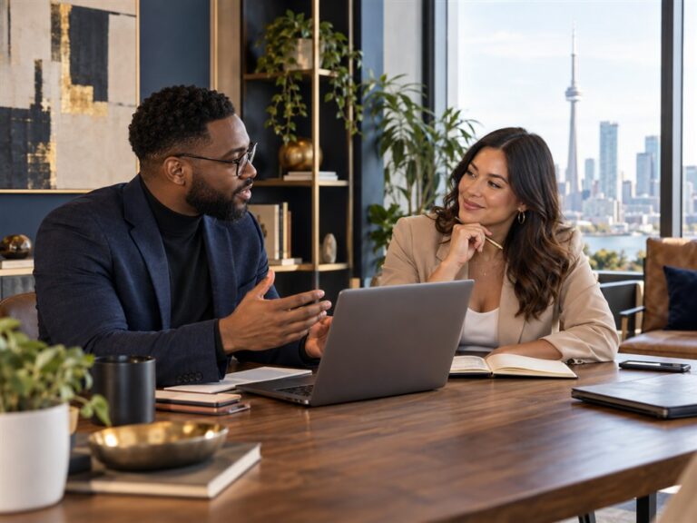 Entrepreneur meeting with a strategic business consultant
