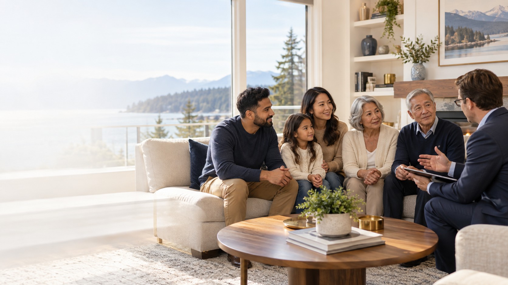Multigenerational family discussing estate planning